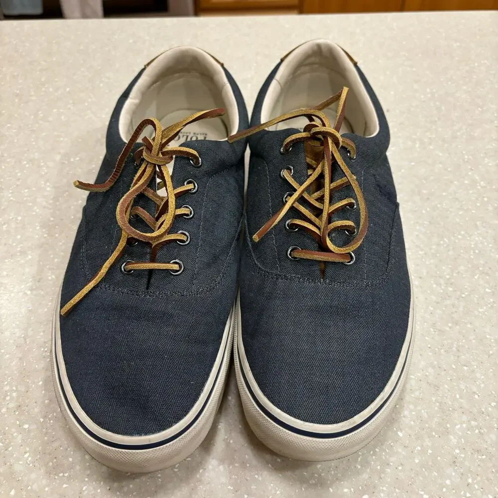 Polo Ralph Lauren Men's Size 13 Blue‎ Keaton-Pony Canvas Casual Boat Shoes